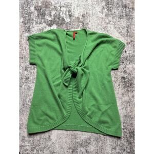 Saks Fifth Avenue Green Open Or Tie Front Caridgan Vest Size S Cashmere Angora